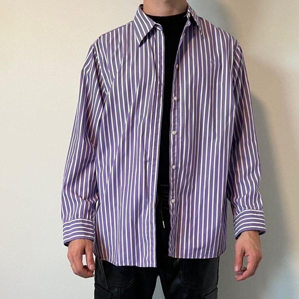 Vintage Purple And White Striped Button Down Ralph Lauren Shirt